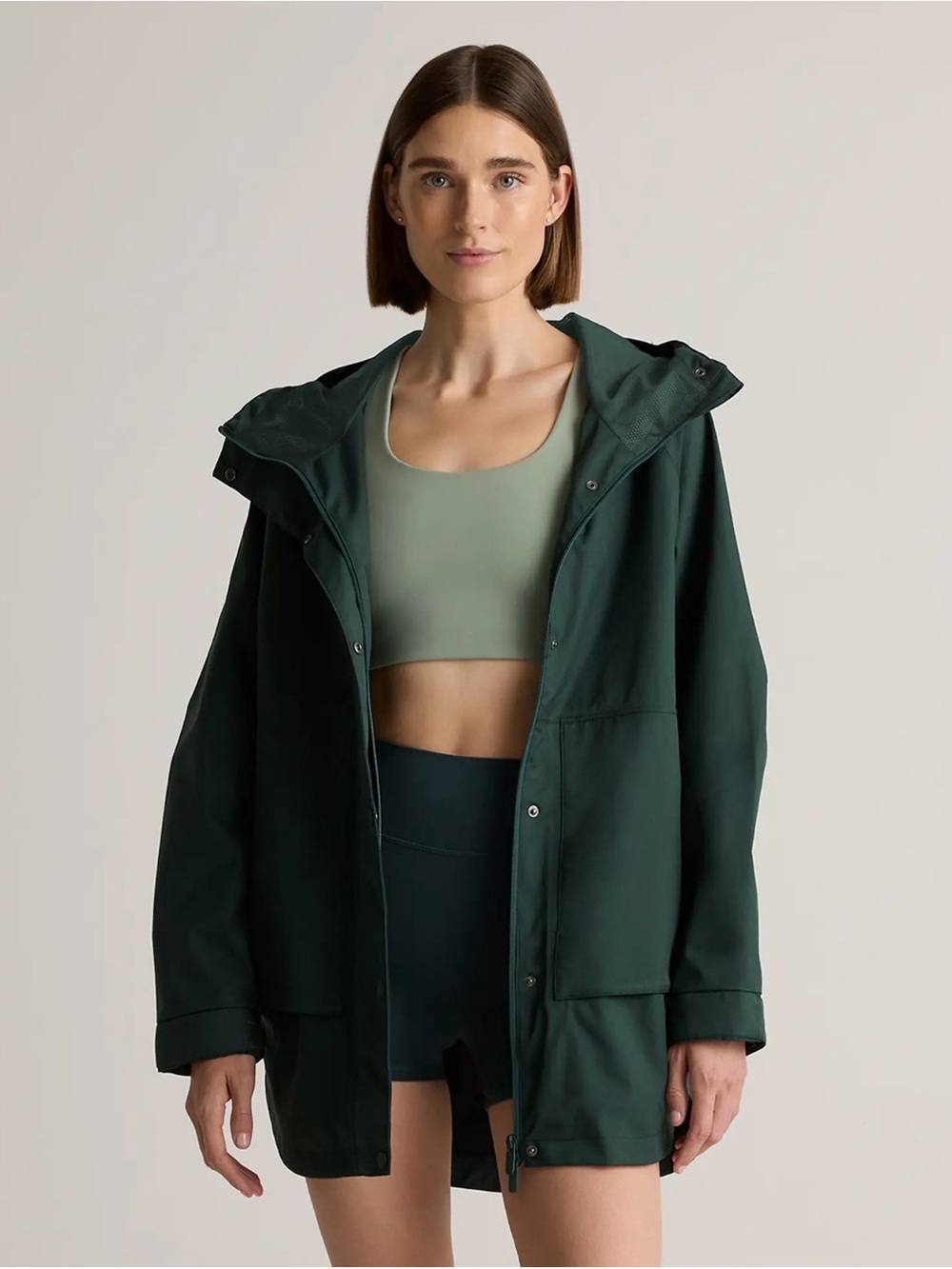 Quince Weatherproof Oversized Rain Jacket in Pine Size X-Large y757